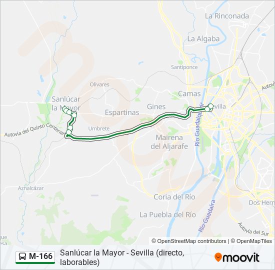 Mapa de M-166 de autobús