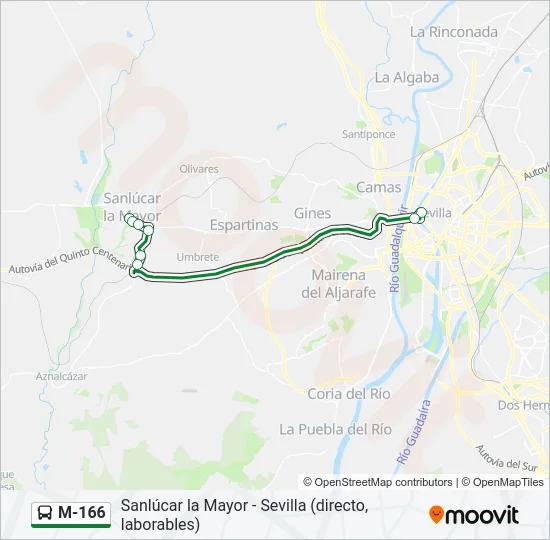 M-166 Bus Line Map