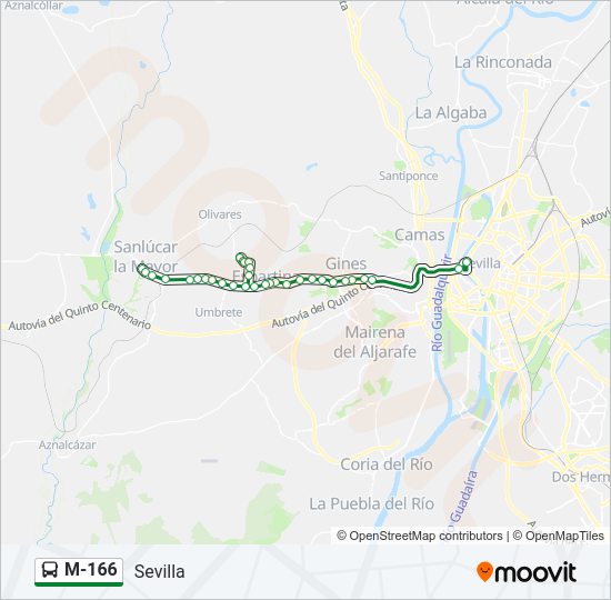Mapa de M-166 de autobús