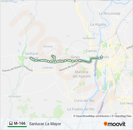 Mapa de M-166 de autobús