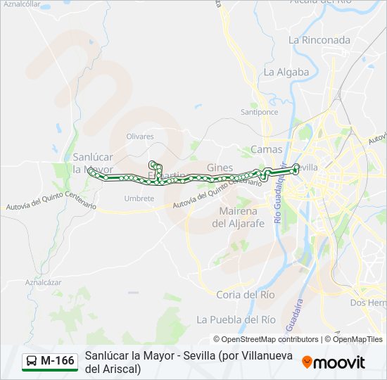 Mapa de M-166 de autobús