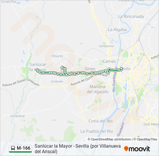 Mapa de M-166 de autobús