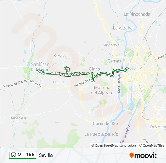 M - 166 Bus Line Map