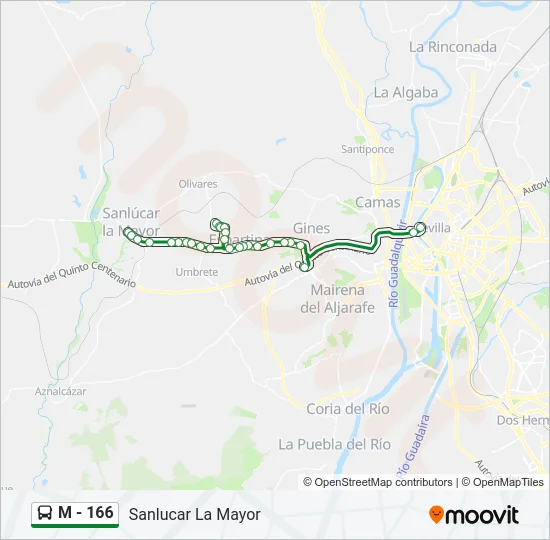 M - 166 Bus Line Map