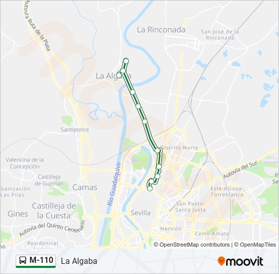 Mapa de M-110 de autobús