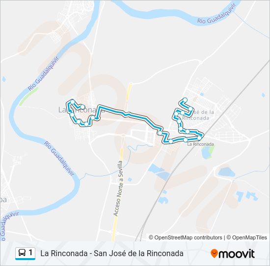 Mapa de 1 de autobús