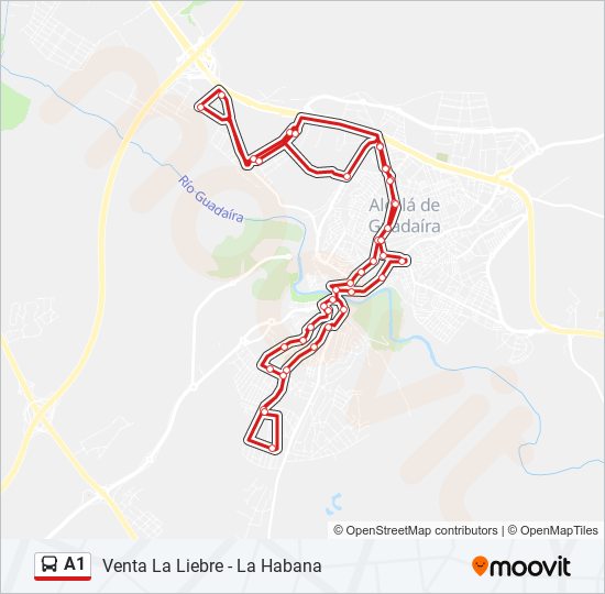 Mapa de A1 de autobús