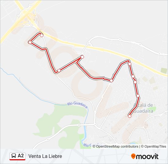 Mapa de A2 de autobús