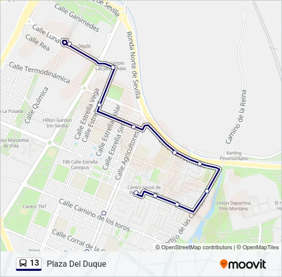 13 bus Mapa de línia