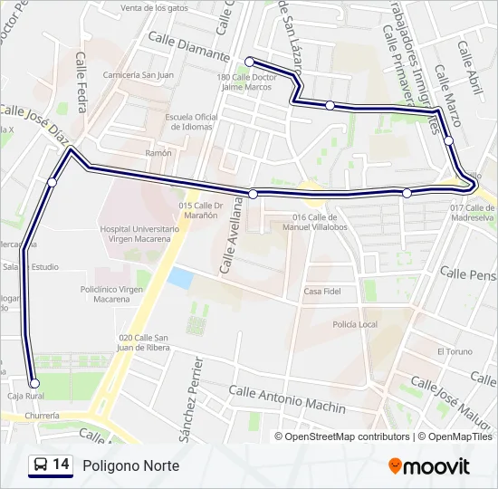 14 Bus Line Map
