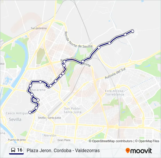 16 bus Mapa de línia