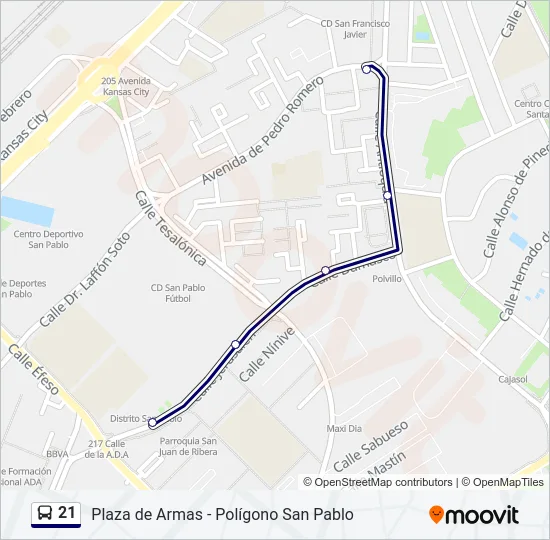 21 Bus Line Map