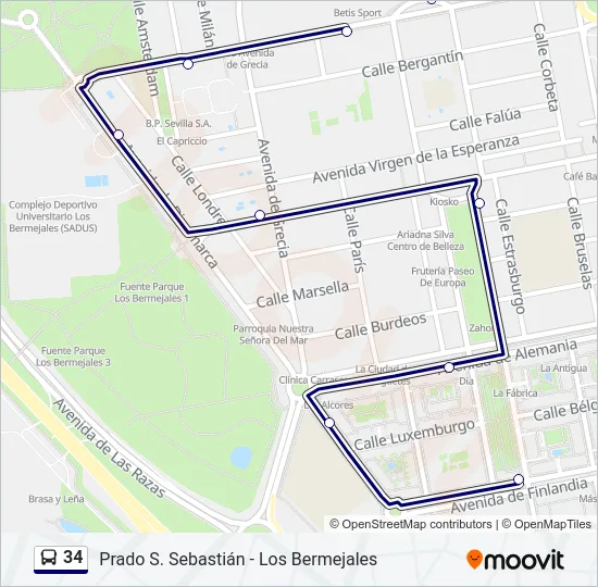 34 Bus Line Map