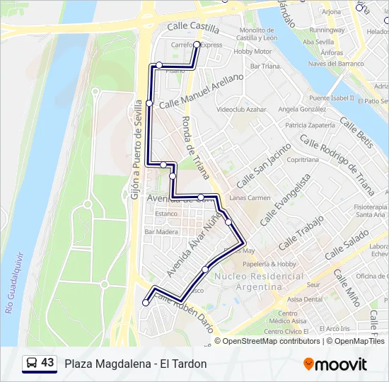 43 Bus Line Map