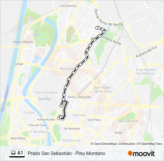A1 bus Mapa de línia