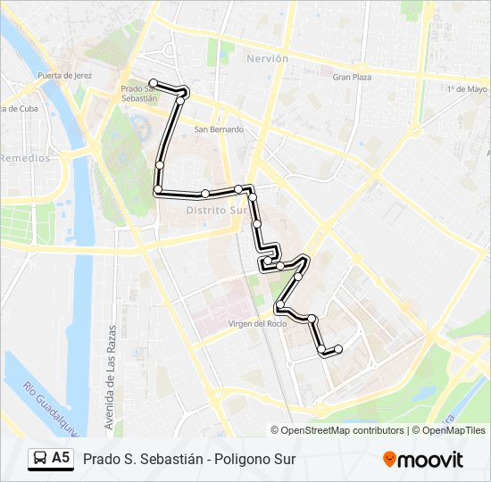 Mapa de A5 de autobús