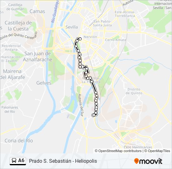 Mapa de A6 de autobús