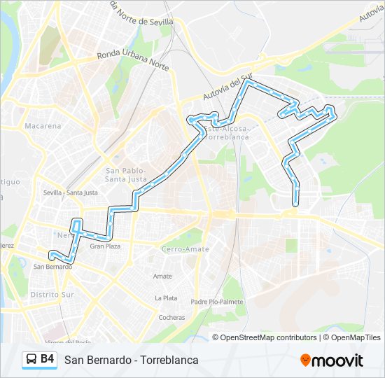 Mapa de B4 de autobús