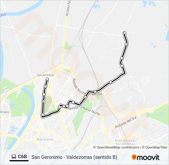 C6B Bus Line Map