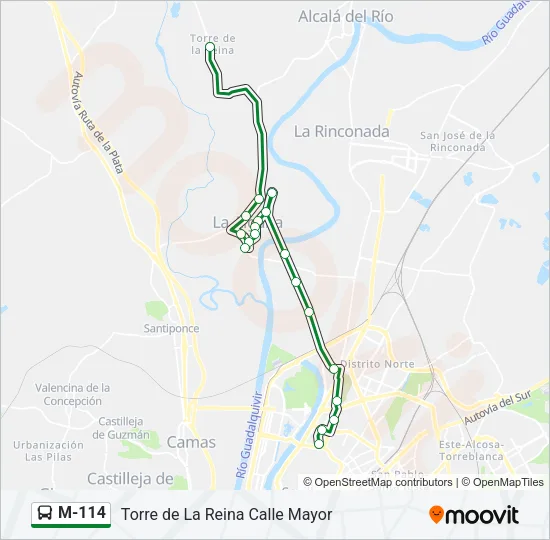 M-114 Bus Line Map