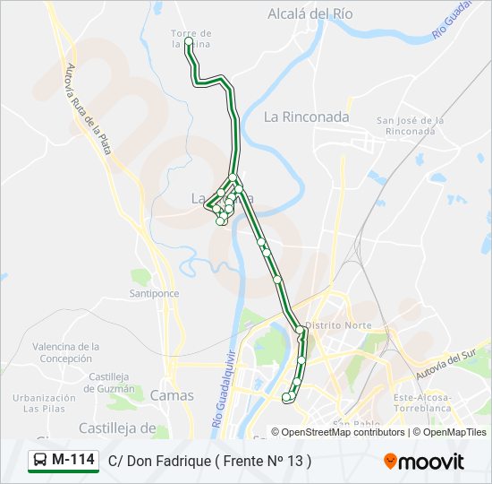 Mapa de M-114 de autobús