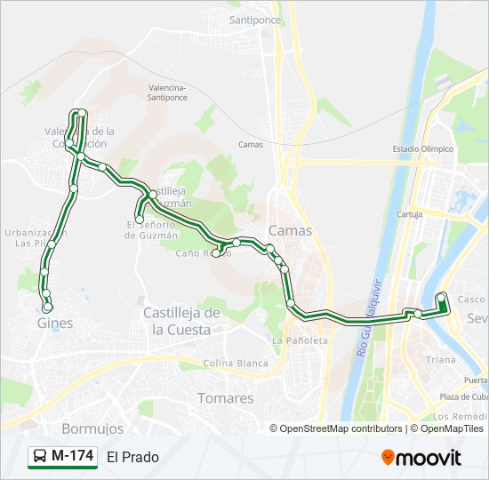 Mapa de M-174 de autobús