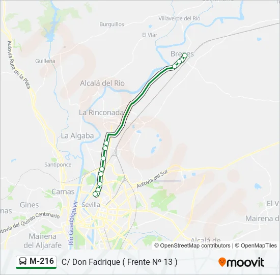 M-216 Bus Line Map