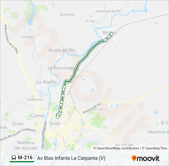 M-216 Bus Line Map