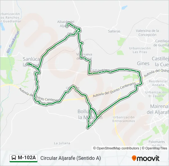 M-102A Bus Line Map