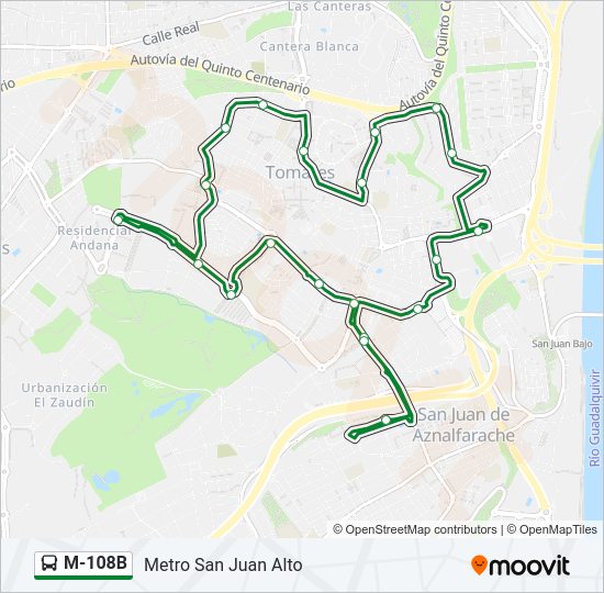 Mapa de M-108B de autobús