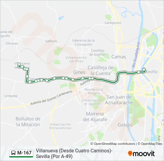 M-167 Bus Line Map