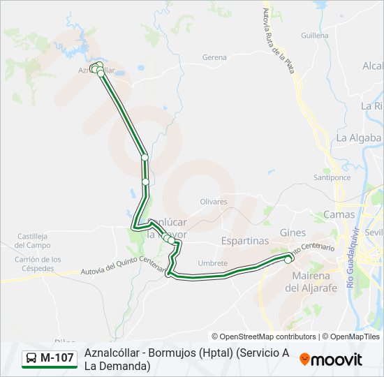 Mapa de M-107 de autobús