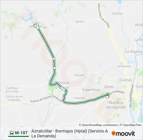 M-107 Bus Line Map