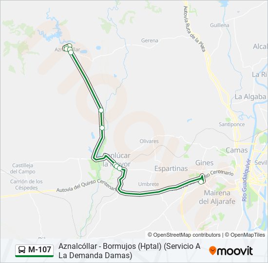 M-107 bus Line Map