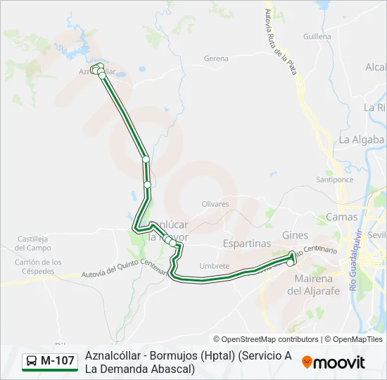 M-107 Bus Line Map