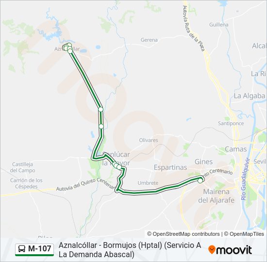 Mapa de M-107 de autobús