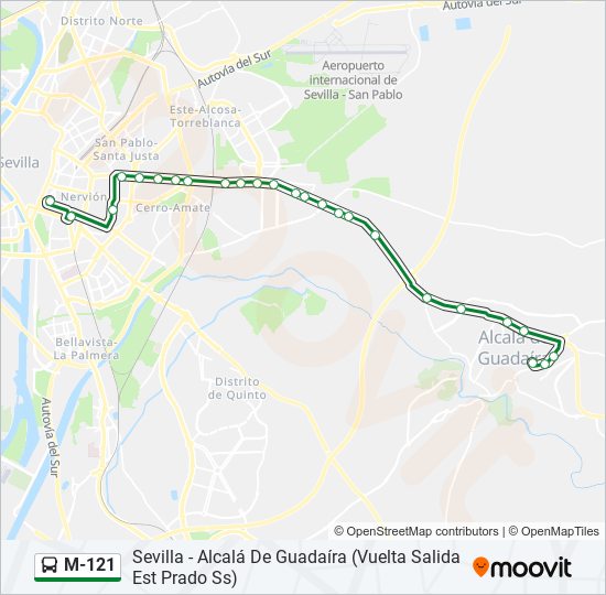 M-121 bus Mapa de línia