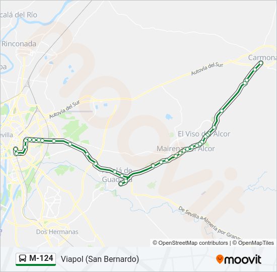 Mapa de M-124 de autobús