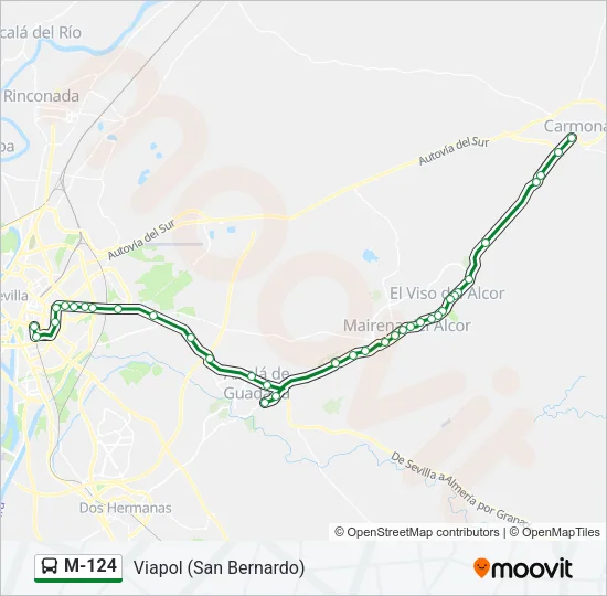 M-124 Bus Line Map