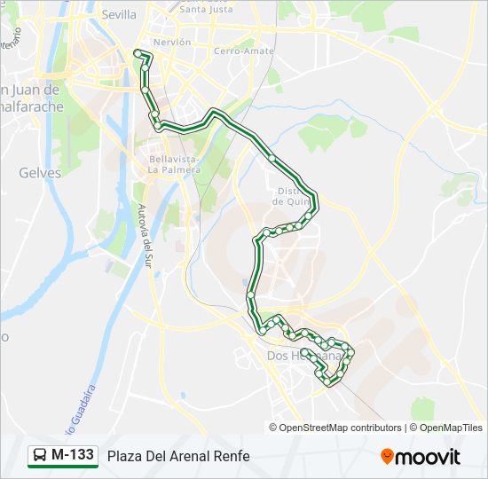 Mapa de M-133 de autobús
