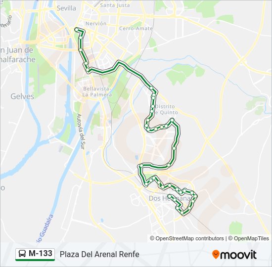 Mapa de M-133 de autobús