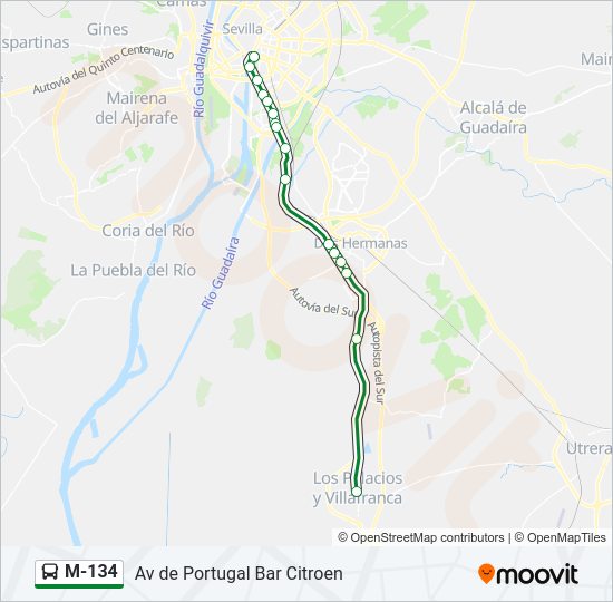 Mapa de M-134 de autobús