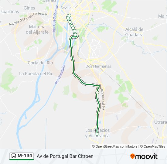 Mapa de M-134 de autobús