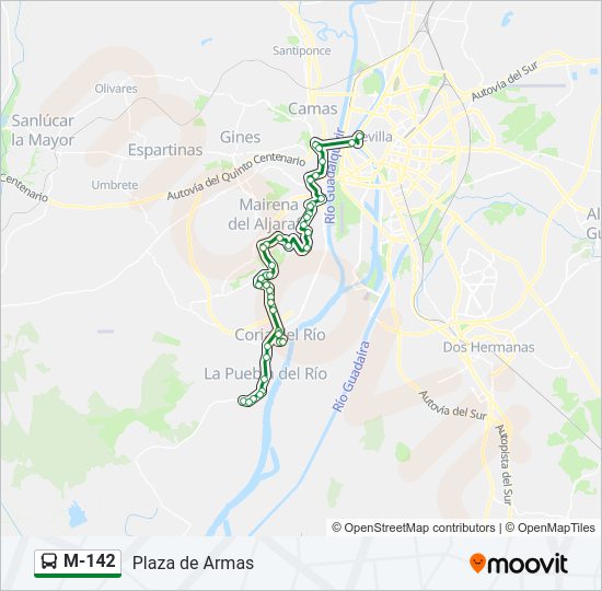 Mapa de M-142 de autobús