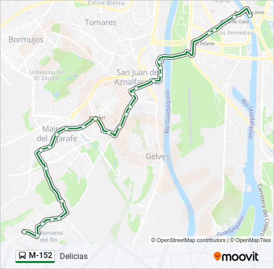 M-152 bus Mapa de línia