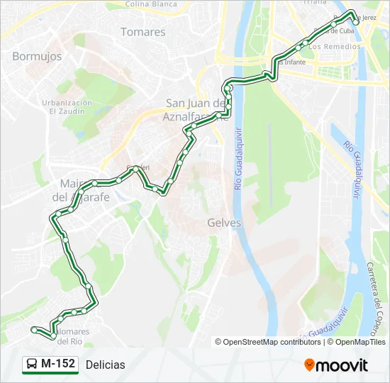 M-152 Bus Line Map