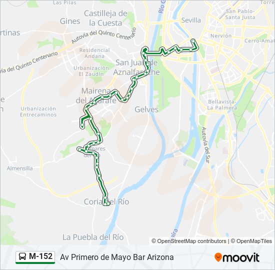 M-152 bus Line Map