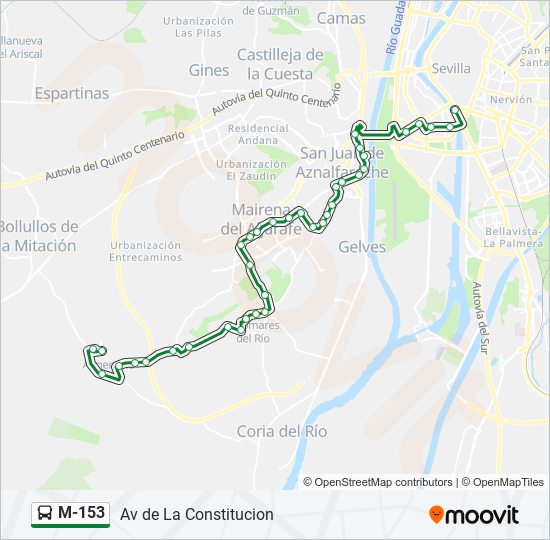 M-153 bus Line Map