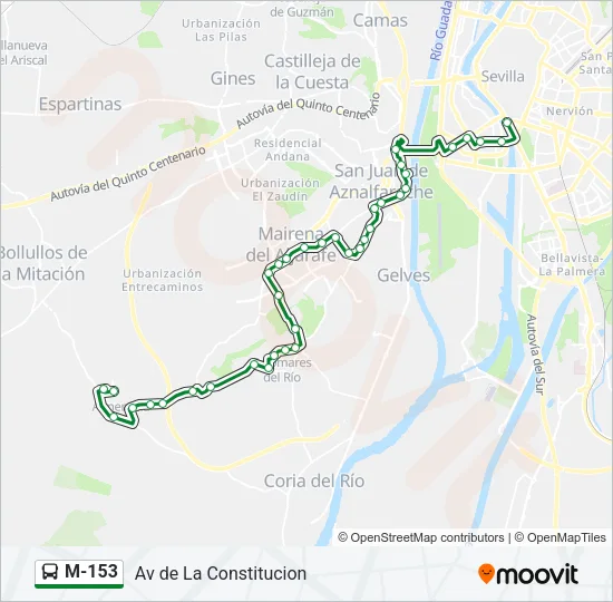 M-153 Bus Line Map