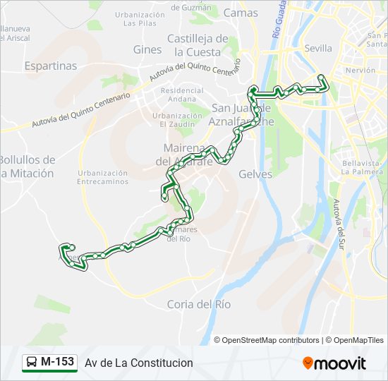 M-153 bus Line Map